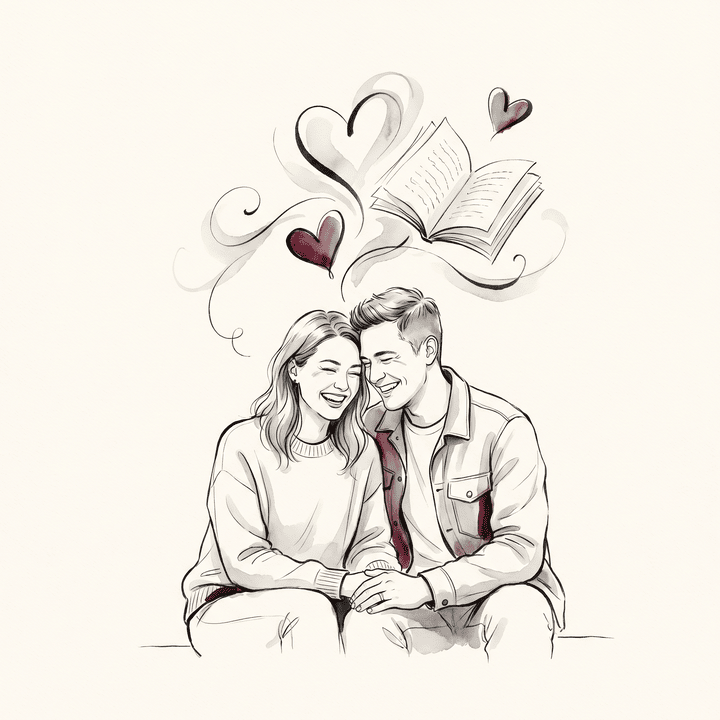 Un couple amoureux partage joyeusement ses souvenirs